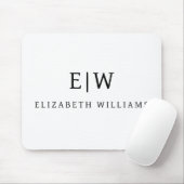 Zwart-wit Minimalistisch Modern Monogram Muismat (Met muis)