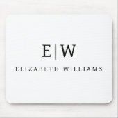 Zwart-wit Minimalistisch Modern Monogram Muismat (Voorkant)