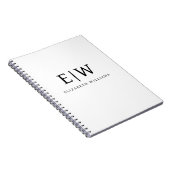 Zwart-wit Minimalistisch Modern Monogram Notitieboek (Rechterzijde)