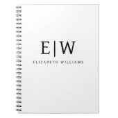 Zwart-wit Minimalistisch Modern Monogram Notitieboek (Voorkant)