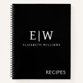 Zwart-wit Minimalistisch Modern Monogram Notitieboek (Voorkant)