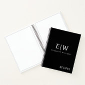 Zwart-wit Minimalistisch Modern Monogram Notitieboek (Binnen)
