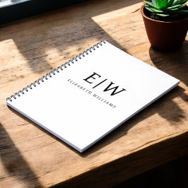 Zwart-wit Minimalistisch Modern Monogram Notitieboek