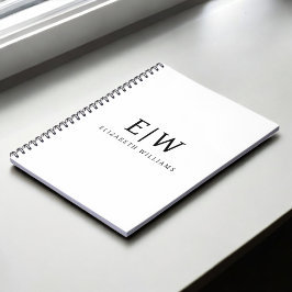 Zwart-wit Minimalistisch Modern Monogram Notitieboek