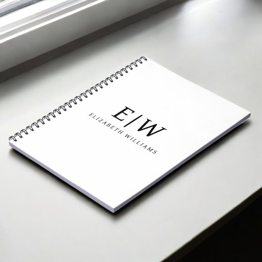 Zwart-wit Minimalistisch Modern Monogram Notitieboek