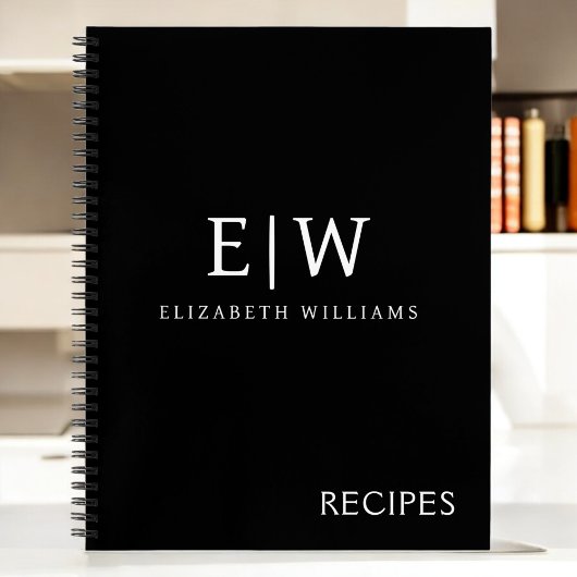 Zwart-wit Minimalistisch Modern Monogram Notitieboek