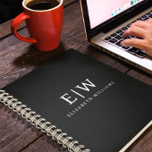 Zwart-wit Minimalistisch Modern Monogram Notitieboek