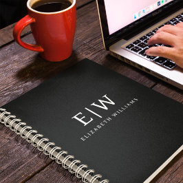 Zwart-wit Minimalistisch Modern Monogram Notitieboek