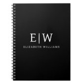 Zwart-wit Minimalistisch Modern Monogram Notitieboek (Voorkant)