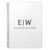 Zwart-wit Minimalistisch Modern Monogram Notitieboek (Voorkant)