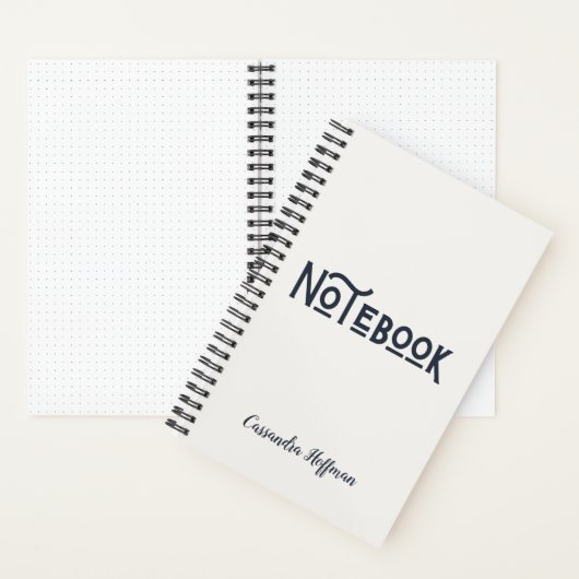 Zwart-wit Minimalistisch Modern Monogram Notitieboek (Binnen)