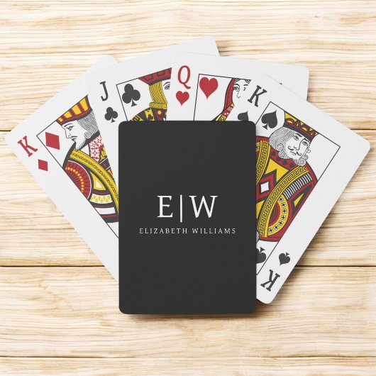 Zwart-wit Minimalistisch Modern Monogram Pokerkaarten