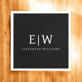 Zwart-wit Minimalistisch Modern Monogram Servet