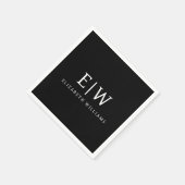 Zwart-wit Minimalistisch Modern Monogram Servet (Hoek)
