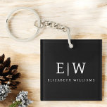 Zwart-wit Minimalistisch Modern Monogram Sleutelhanger<br><div class="desc">Introductie van ons Black and White Minimalist Modern Monogram-Collectie: omarm eenvoud en verfijning met onze minimalistische design, samengesteld om uw stijl moeiteloos te verbeteren. Dit collectie is gemaakt met een scherp oog voor moderne esthetiek en heeft strakke zwart-witte design die worden geaccentueerd door gepersonaliseerde monogrammen. Van chique briefpapier tot veelzijdige...</div>