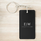 Zwart-wit Minimalistisch Modern Monogram Sleutelhanger