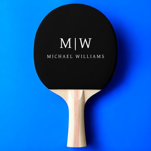 Zwart-wit Minimalistisch Modern Monogram Tafeltennisbatje