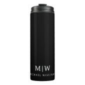 Zwart-wit Minimalistisch Modern Monogram Thermosbeker (Voorkant)