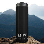 Zwart-wit Minimalistisch Modern Monogram Thermosbeker