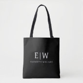 Zwart-wit Minimalistisch Modern Monogram Tote Bag (Voorkant)