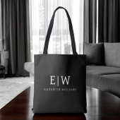 Zwart-wit Minimalistisch Modern Monogram Tote Bag