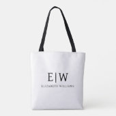 Zwart-wit Minimalistisch Modern Monogram Tote Bag (Achterkant)