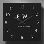 Zwart-wit Minimalistisch Modern Monogram Vierkante Klok<br><div class="desc">Introductie van ons Black and White Minimalist Modern Monogram-Collectie: omarm eenvoud en verfijning met onze minimalistische design, samengesteld om uw stijl moeiteloos te verbeteren. Dit collectie is gemaakt met een scherp oog voor moderne esthetiek en heeft strakke zwart-witte design die worden geaccentueerd door gepersonaliseerde monogrammen. Van chique briefpapier tot veelzijdige...</div>