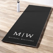 Zwart-wit Minimalistisch Modern Monogram Yogamat