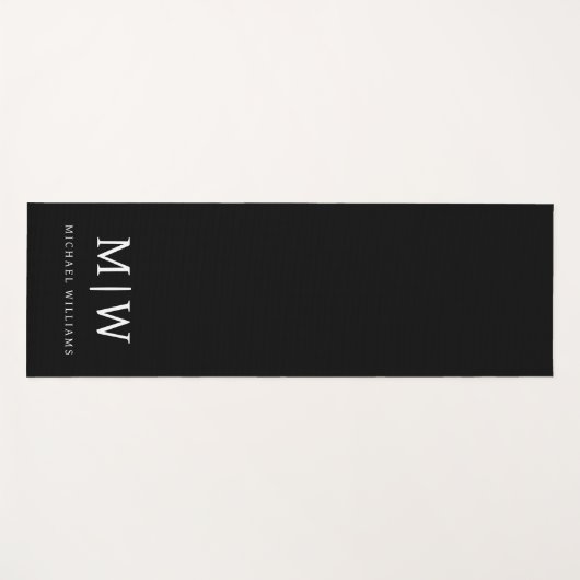 Zwart-wit Minimalistisch Modern Monogram Yogamat (Voorkant (horizontaal))