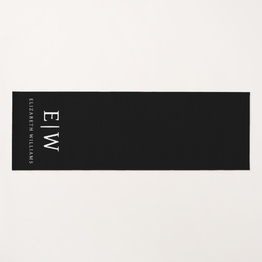 Zwart-wit Minimalistisch Modern Monogram Yogamat (Voorkant (horizontaal))