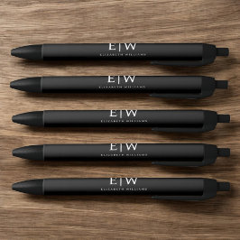 Zwart-wit Minimalistisch Modern Monogram Zwarte Inkt Pen