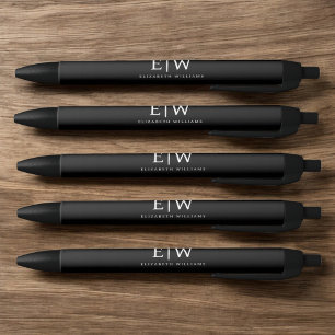 Zwart-wit Minimalistisch Modern Monogram Zwarte Inkt Pen