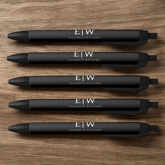 Zwart-wit Minimalistisch Modern Monogram Zwarte Inkt Pen