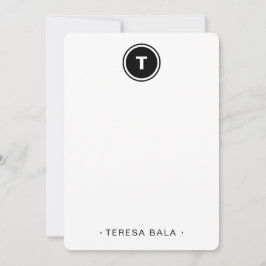 Zwart Wit | Minimalistisch Modern Ronde Monogram Notitiekaartje