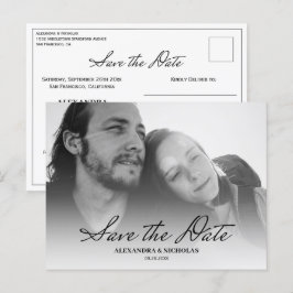 Zwart Wit Minimalistisch Modern Save the Date Foto Aankondigingskaart