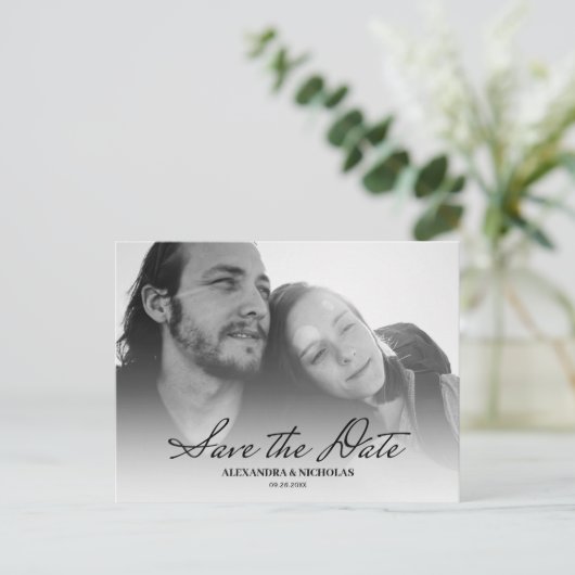 Zwart Wit Minimalistisch Modern Save the Date Foto Aankondigingskaart (Staand voorkant)
