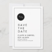 Zwart-wit-minimalistisch modern sparen de datum save the date (Voorkant)