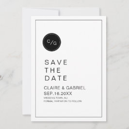 Zwart-wit-minimalistisch modern sparen de datum save the date