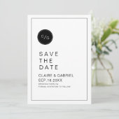 Zwart-wit-minimalistisch modern sparen de datum save the date (Staand voorkant)