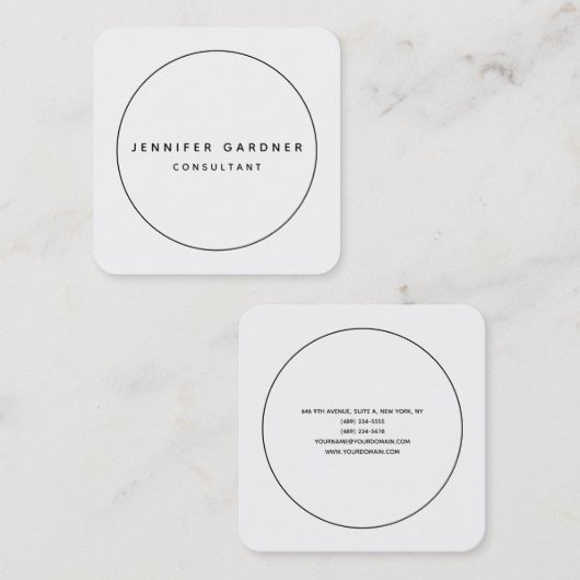 Zwart wit, minimalistisch, modern vierkante visitekaartje (Voorkant / Achterkant)