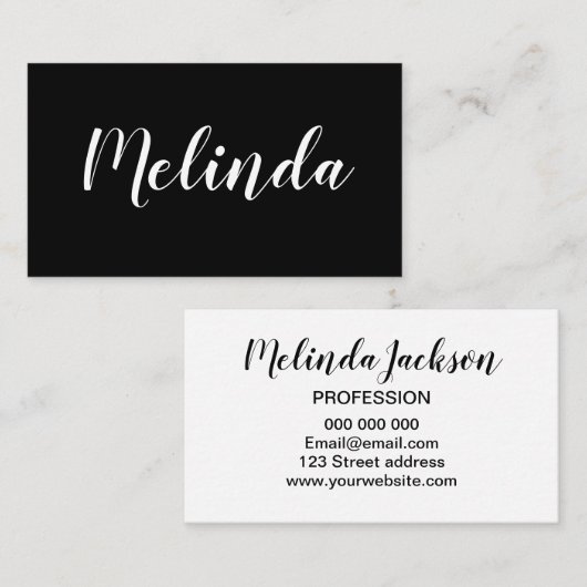Zwart-wit, minimalistisch modern visitekaartje (Voorkant / Achterkant)