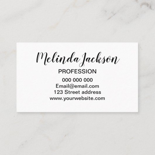 Zwart-wit, minimalistisch modern visitekaartje (Achterkant)