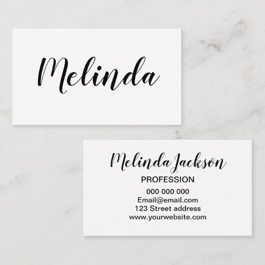 Zwart-wit, minimalistisch modern visitekaartje (Voorkant / Achterkant)