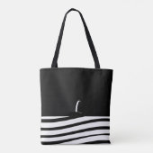 Zwart-wit minimalistisch monogram gestreept Tas (Achterkant)