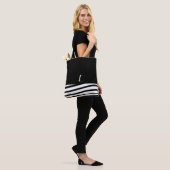 Zwart-wit minimalistisch monogram gestreept Tas (Op model)
