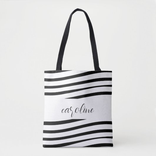 Zwart-wit minimalistisch monogram gestreept Tas (Voorkant)