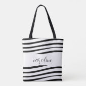 Zwart-wit minimalistisch monogram gestreept Tas (Achterkant)
