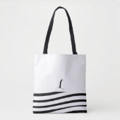Zwart-wit minimalistisch monogram gestreept tote bag (Voorkant)