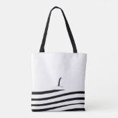 Zwart-wit minimalistisch monogram gestreept tote bag (Achterkant)