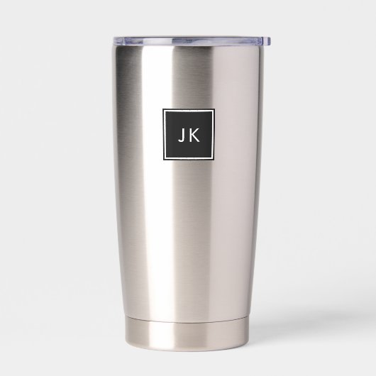 Zwart-wit minimalistisch monogram Initialen Geïsoleerde Drinkbeker (Links)